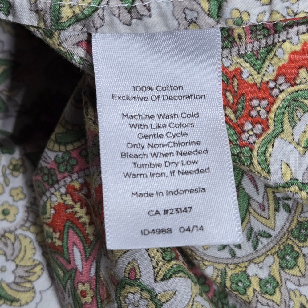 Talbots Petites Paisley Button Down Shirt Womens 12P Multicolor Roll Tab‎ Sleeve - Picture 5 of 10